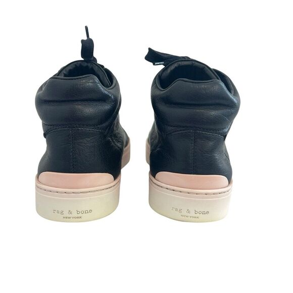 Rag & Bone Size 37 Black Leather Hightop Kent Sneakers - Picture 6 of 8